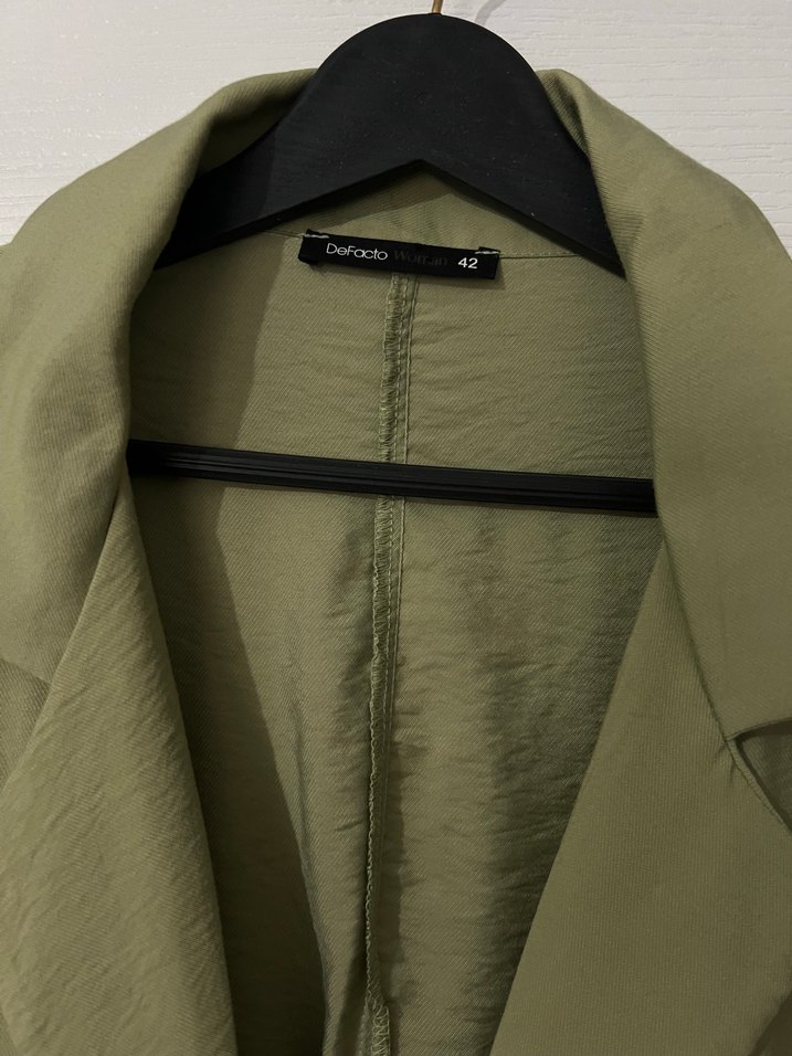 Düğmeli Keten Kadın Tulum, Rahat Kesim, Haki - Görsel 2