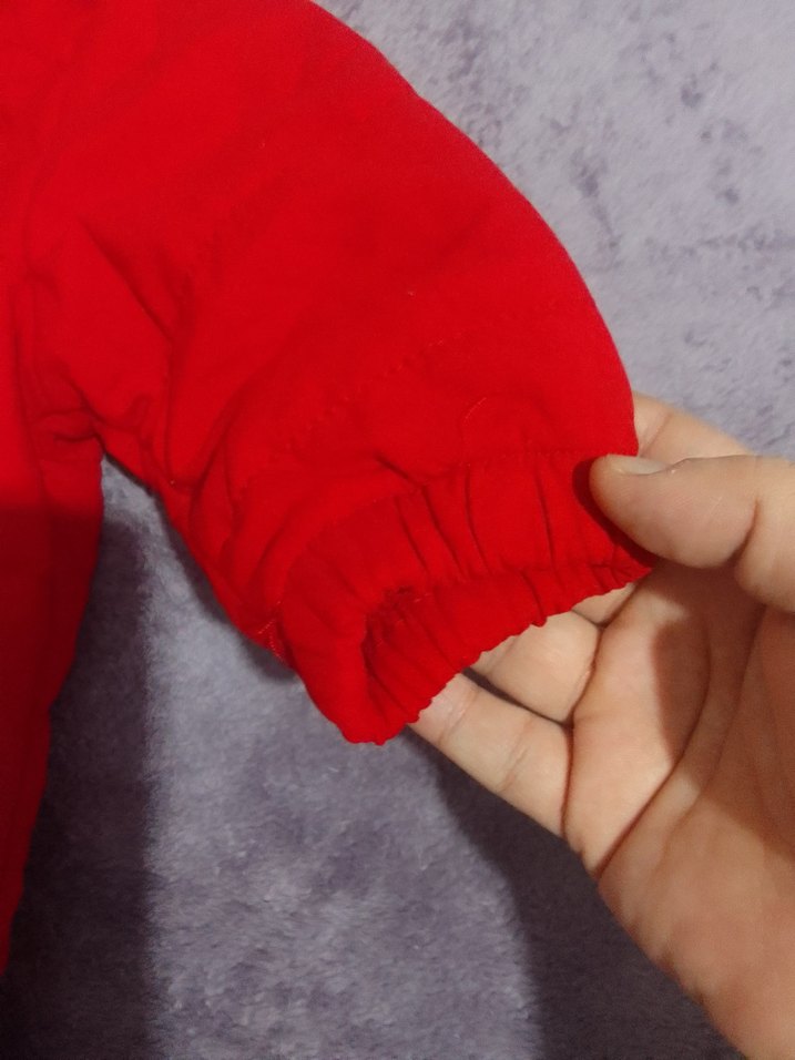 Kız Bebek Kırmızı Kapüşonlu Tulum mont 6/9 ay - Görsel 2