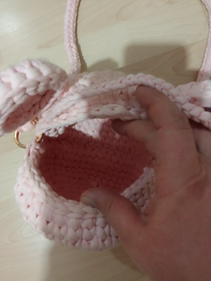 Pembe Örgü çocuk Çanta - Görsel 3