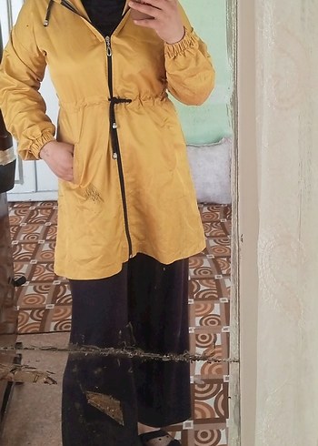 Sarı Midi Kemerli Trençkot