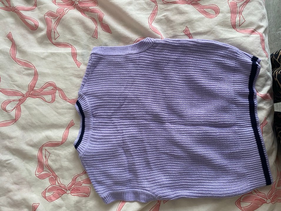 Mor V Yaka Örgü Kadın Süveter - Görsel 3