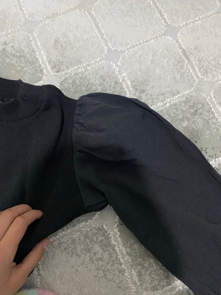 Balon kol triko bluz - Görsel 5