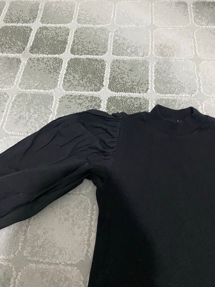 Balon kol triko bluz - Görsel 2