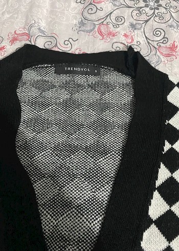 Damalı triko hırka crop takım  - Görsel 4