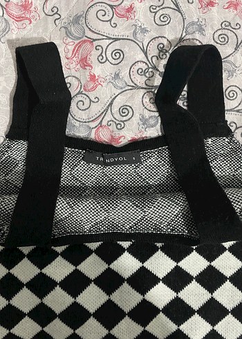 Damalı triko hırka crop takım  - Görsel 6