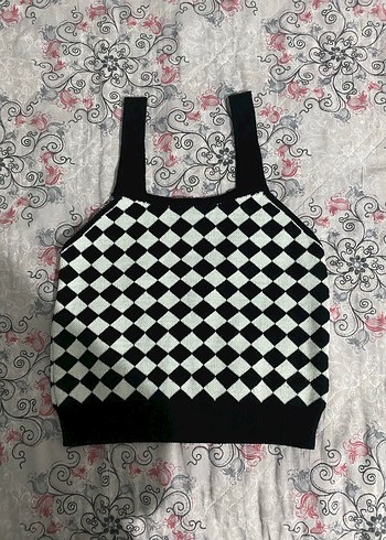 Damalı triko hırka crop takım  - Görsel 5