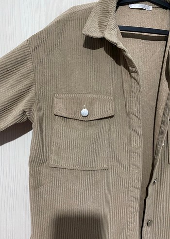 Bej Kadın Süet Düğmeli Gömlek - Görsel 2