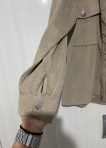 Bej Kadın Süet Düğmeli Gömlek - Görsel 5