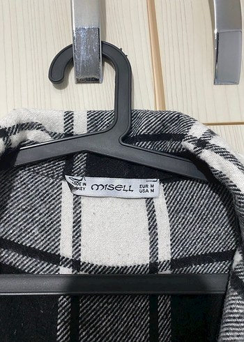 Gri Kadın Ekose Düğmeli Uzun Kollu Gömlek - Görsel 4