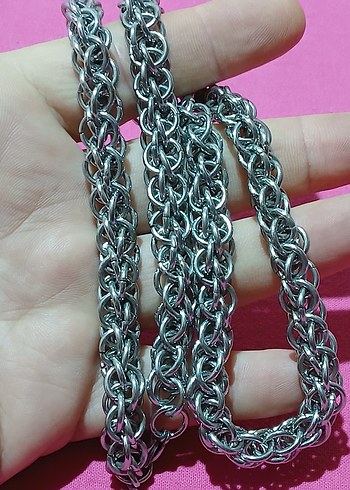 Gri Renk Zincir Erkek Kolye - Görsel 5