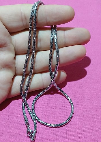 Uzun Gri Yılan Desenli Zincir Kolye ÇELİKTİR - Görsel 5