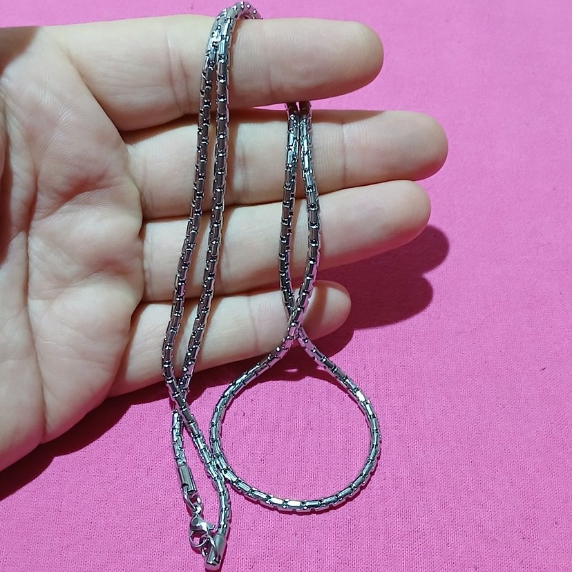 Uzun Gri Yılan Desenli Zincir Kolye ÇELİKTİR - Görsel 5