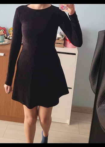 Günlük Kadife Doku Elbise - Görsel 3