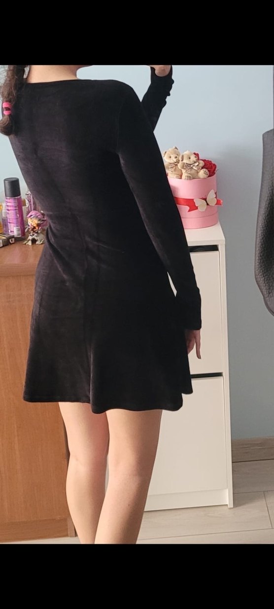 Günlük Kadife Doku Elbise - Görsel 4