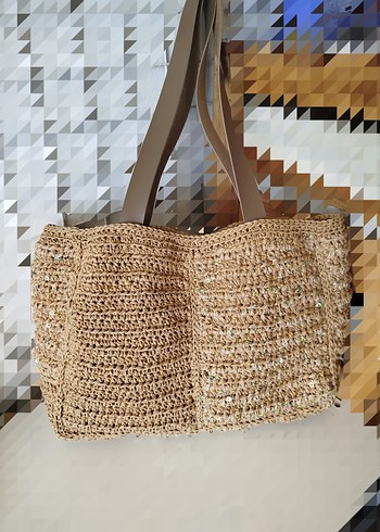 Bej Örgü Bohem Kadın Çanta - Görsel 2