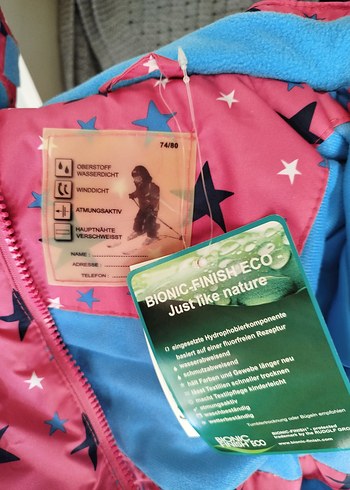 Renkli Desenli Kız Çocuk Kapüşonlu Mont - Görsel 2