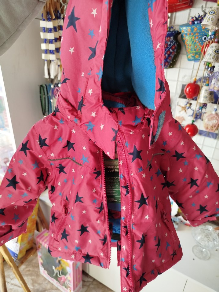 Renkli Desenli Kız Çocuk Kapüşonlu Mont - Görsel 4