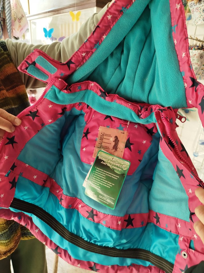 Renkli Desenli Kız Çocuk Kapüşonlu Mont - Görsel 5