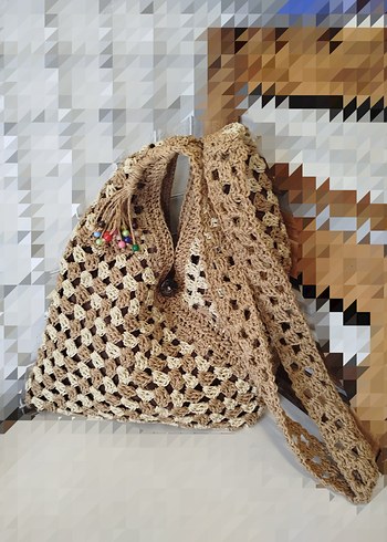 Dantel Detaylı Örgü Bohem Kadın Çanta - Görsel 2