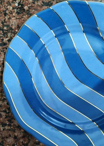 Zsa zsa zsu mavi yeşil porselen tabak - Görsel 3