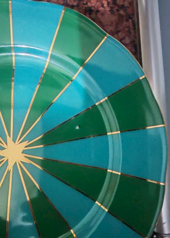 Zsa zsa zsu mavi yeşil porselen tabak - Görsel 4