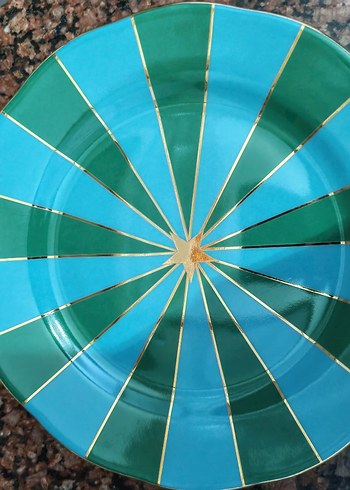 Zsa zsa zsu mavi yeşil porselen tabak - Görsel 2