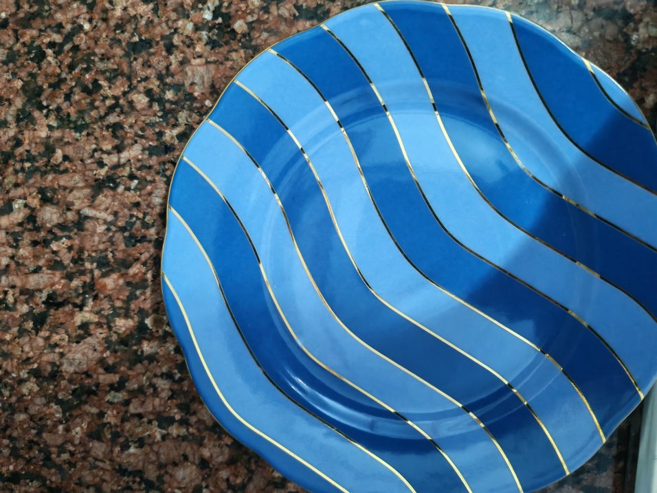 Zsa zsa zsu mavi yeşil porselen tabak - Görsel 3