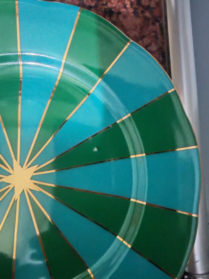 Zsa zsa zsu mavi yeşil porselen tabak - Görsel 4