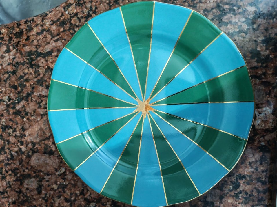 Zsa zsa zsu mavi yeşil porselen tabak - Görsel 2