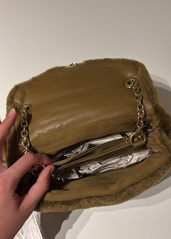 Mango Kürklü Kadın Haki Çanta - Görsel 6