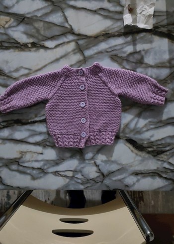 Sipariş Alınır 0 3 ay Mor Örgü Kız Çocuk Hırka - Görsel 3
