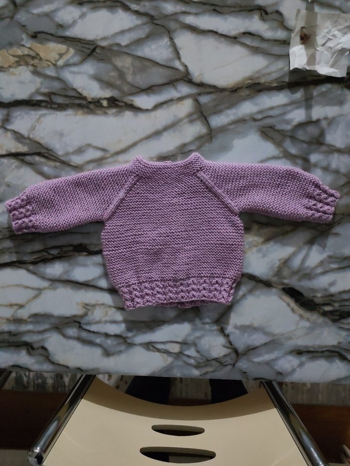Sipariş Alınır 0 3 ay Mor Örgü Kız Çocuk Hırka - Görsel 4