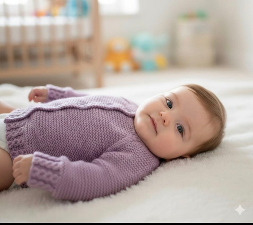 Sipariş Alınır 0 3 ay Mor Örgü Kız Çocuk Hırka - Görsel 2