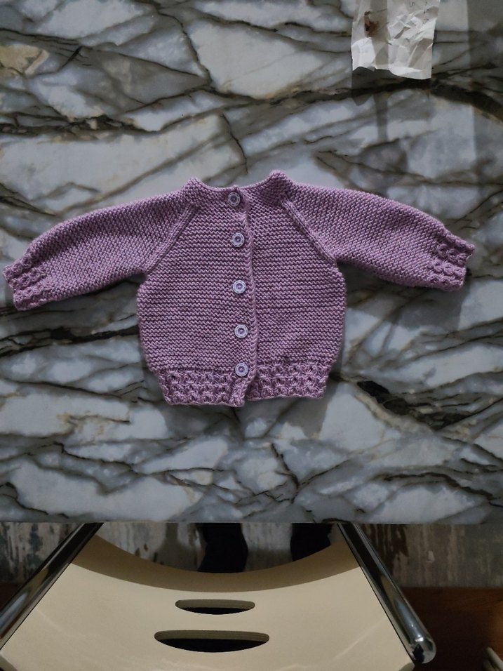 Sipariş Alınır 0 3 ay Mor Örgü Kız Çocuk Hırka - Görsel 3