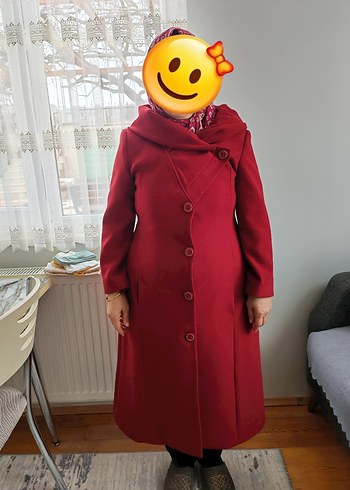 Asmoda Bordo Drapeli Kadın Uzun Kaşe Kaban - Görsel 2