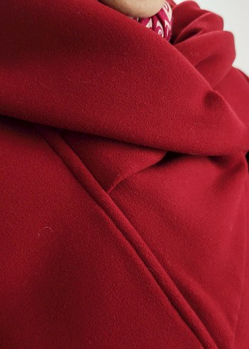 Asmoda Bordo Drapeli Kadın Uzun Kaşe Kaban - Görsel 6