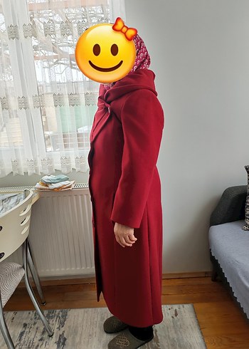 Asmoda Bordo Drapeli Kadın Uzun Kaşe Kaban - Görsel 3