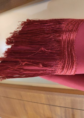 Raisa Vanessa Bordo Püsküllü Bohem Mini Elbise - Görsel 6