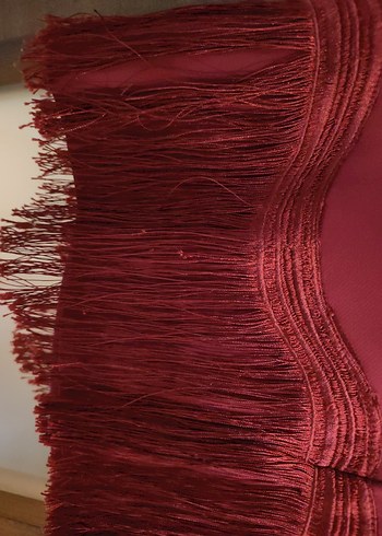 Raisa Vanessa Bordo Püsküllü Bohem Mini Elbise - Görsel 5