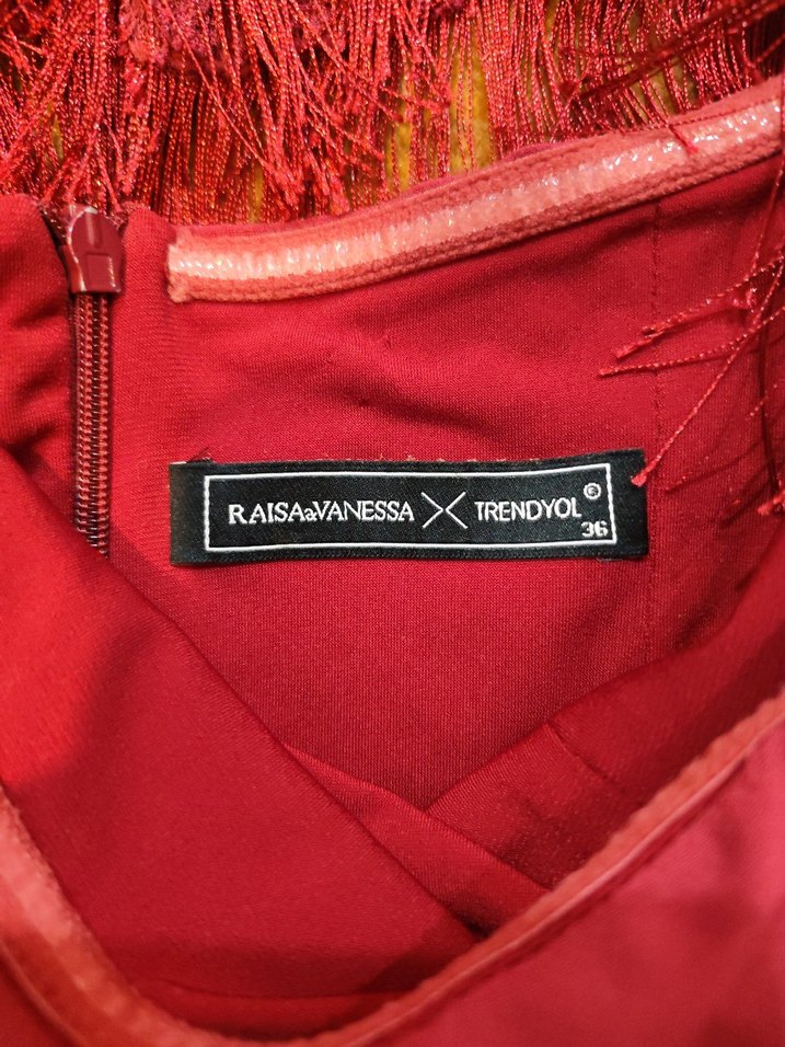 Raisa Vanessa Bordo Püsküllü Bohem Mini Elbise - Görsel 4