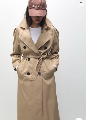 Pull and bear bej kemerli trençkot - Görsel 3