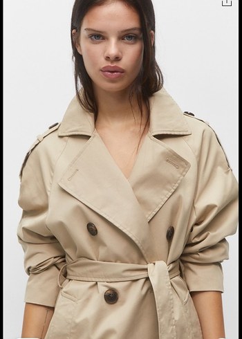 Pull and bear bej kemerli trençkot - Görsel 4