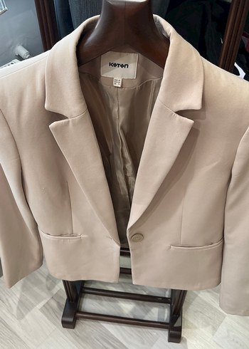 Koton Bej Kadın Düğmeli Blazer Ceket