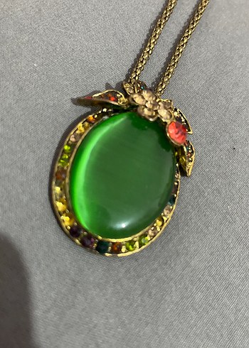 Çiçek Detaylı Uzun Renkli Kadın Kolye - Görsel 4