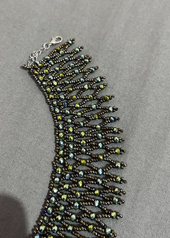 Boncuklu Uzun Bohem Gri Kadın Kolye - Görsel 2