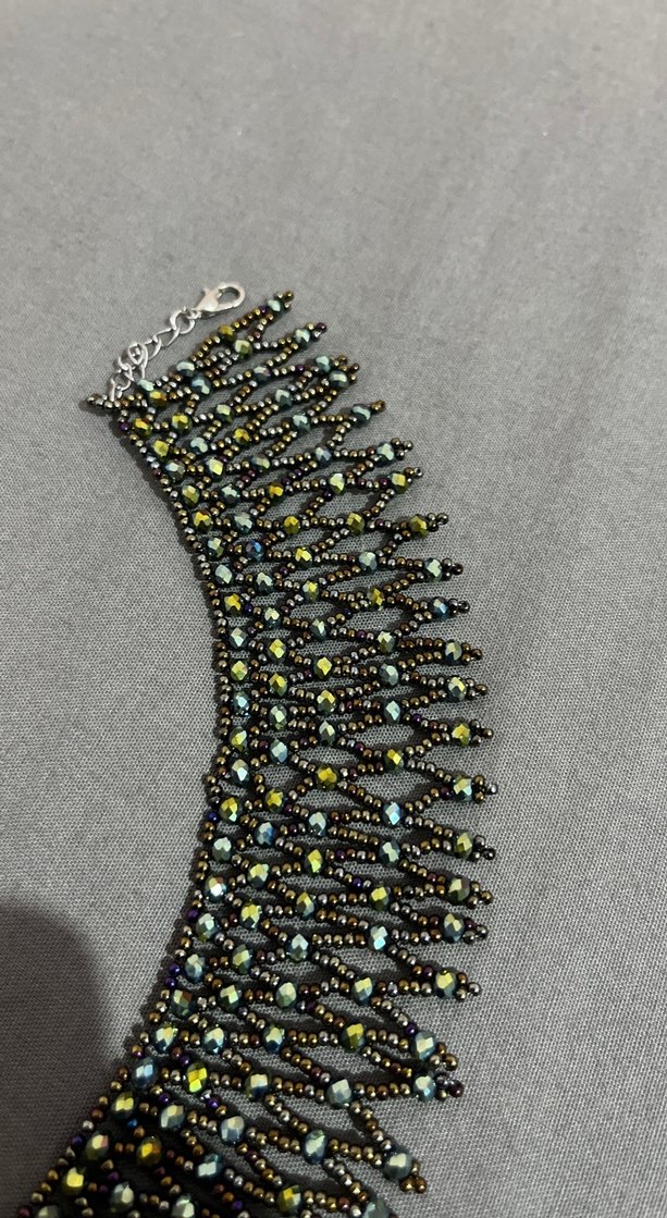 Boncuklu Uzun Bohem Gri Kadın Kolye - Görsel 2