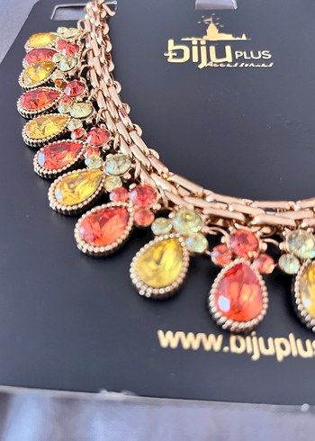 Renkli Taşlı Kısa Zincir Bohem Kolye - Görsel 2