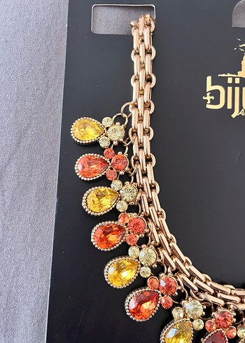 Renkli Taşlı Kısa Zincir Bohem Kolye - Görsel 3