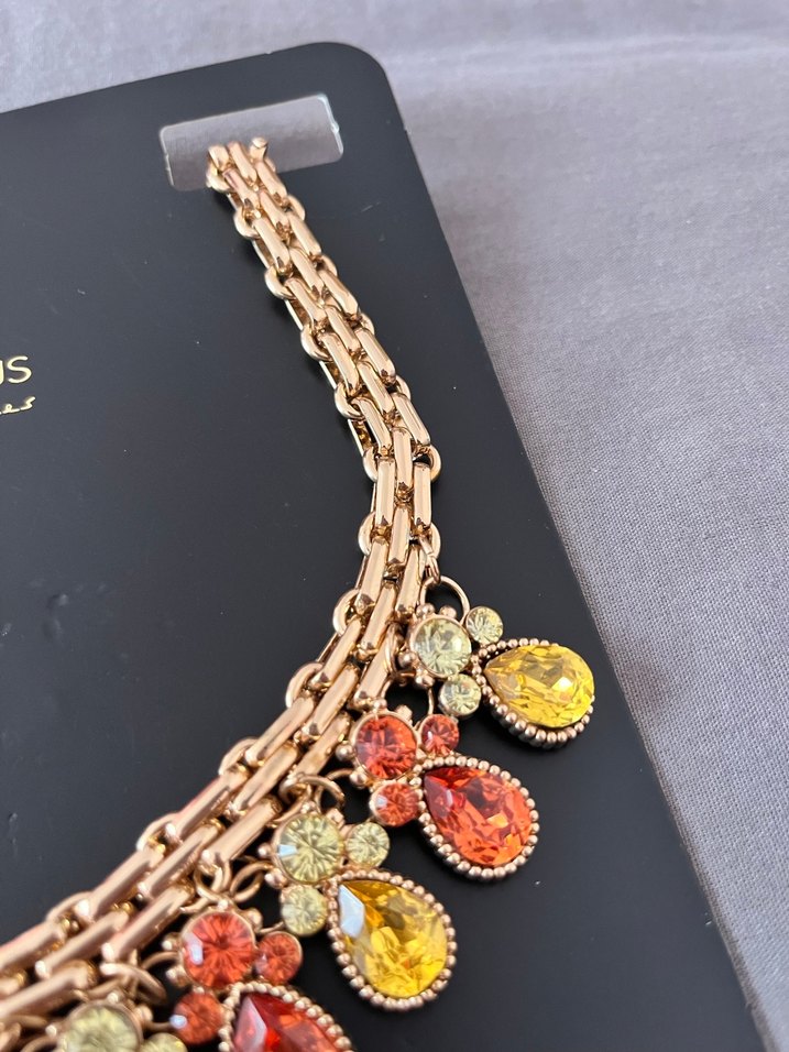 Renkli Taşlı Kısa Zincir Bohem Kolye - Görsel 4