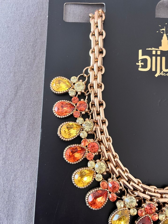 Renkli Taşlı Kısa Zincir Bohem Kolye - Görsel 3